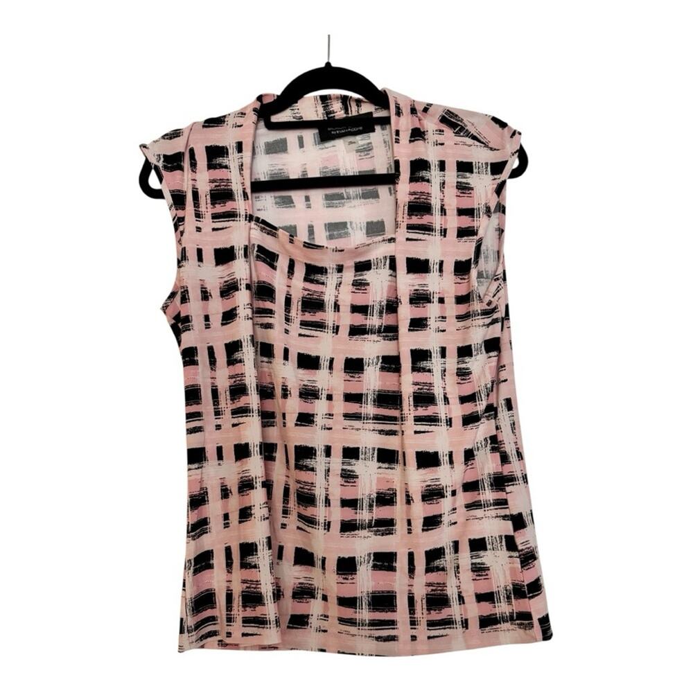 Evan Picone Pink and Black Checkered Blouse